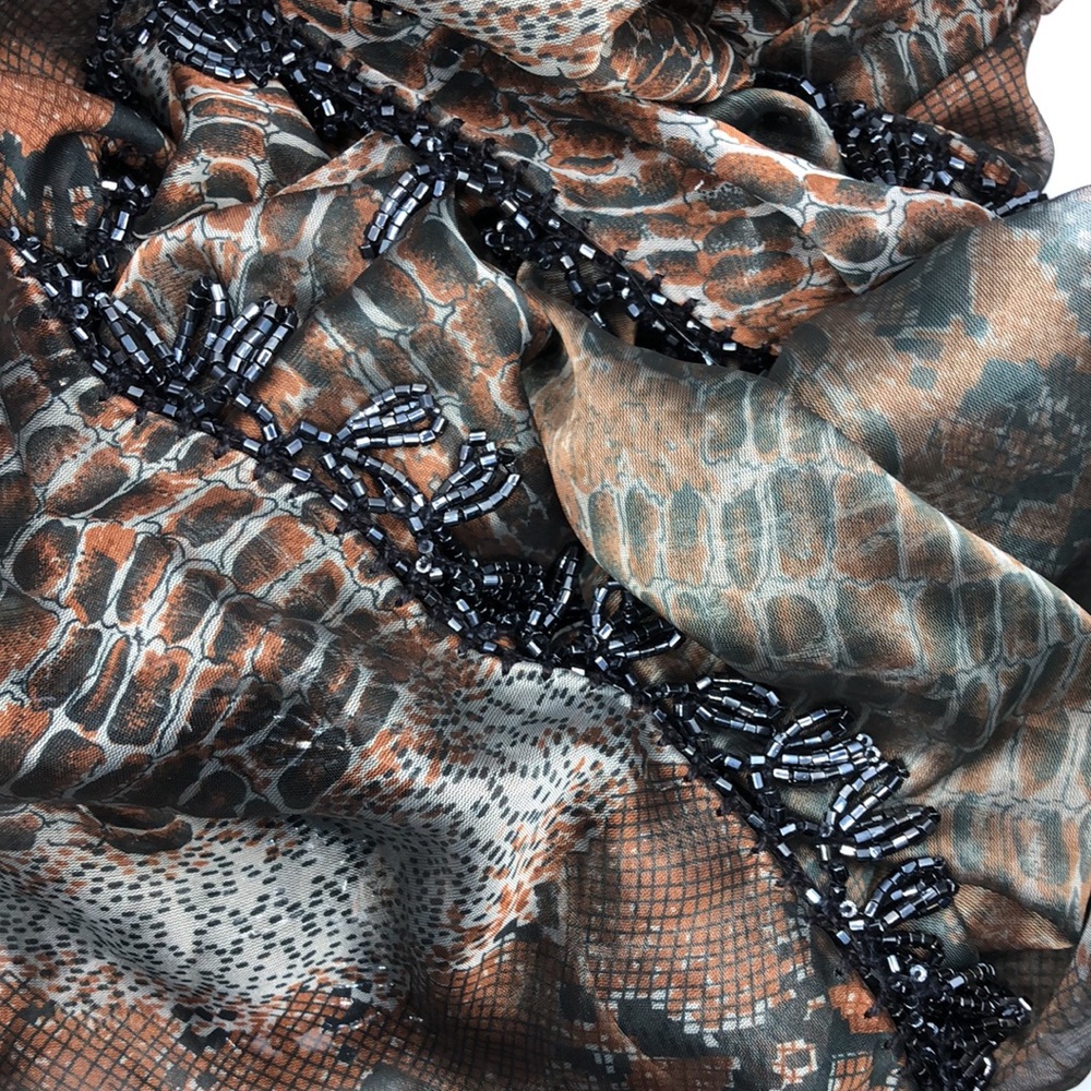 Sheer Beaded Scarf - Picture 3 of 5